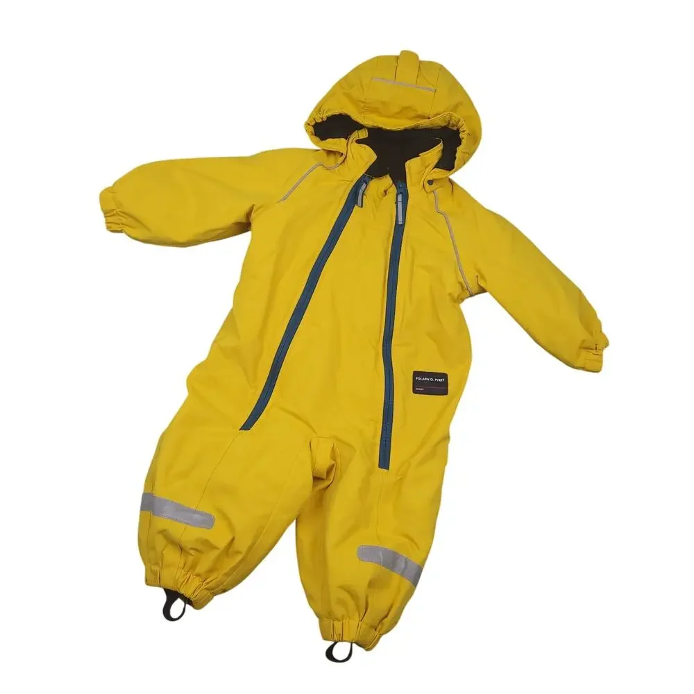 Polarn O Pyret Waterproof Windproof Performance Snowsuit 74 6-9M Yellow Blue EUC